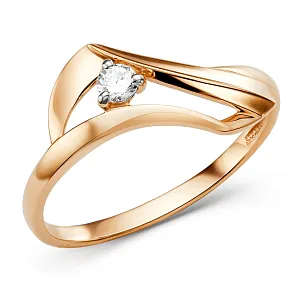 Кольцо из красного золота с фианитом