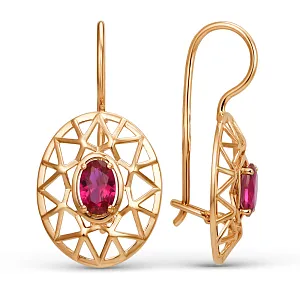Серьги из красного золота с корундами