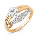 Кольцо из красного золота с фианитами