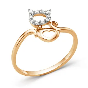 Кольцо из красного золота с фианитами