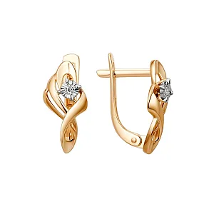 Серьги из красного золота с фианитами