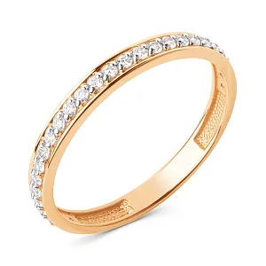 Кольцо из красного золота с фианитами