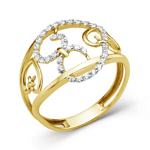 Кольцо из желтого золота с фианитами