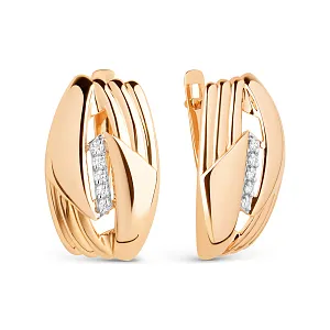 Серьги из красного золота с фианитами