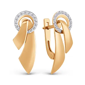 Серьги из красного золота с фианитами