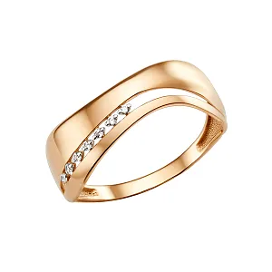 Кольцо из красного золота с фианитами