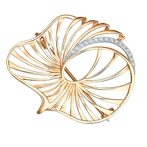 Брошь из красного золота с фианитами