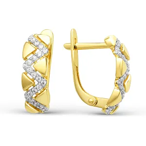 Серьги из желтого золота с фианитами