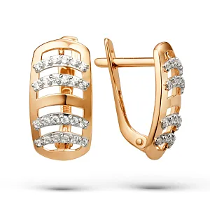 Серьги из красного золота с фианитами