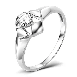 Кольцо из белого золота с фианитом