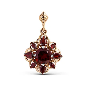 Подвеска из красного золота с гранатами