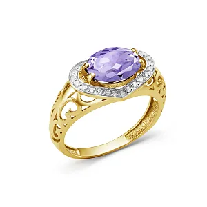 Кольцо из желтого золота с аметистом