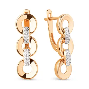 Серьги из красного золота с фианитами