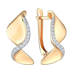 Серьги из красного золота с фианитами