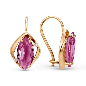 Серьги из красного золота с корундами