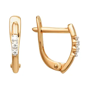 Серьги из красного золота с фианитами