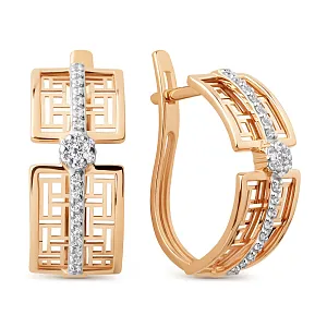 Серьги из красного золота с фианитами