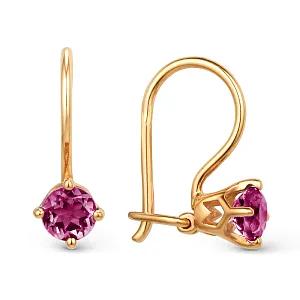 Серьги детские из красного золота с корундами