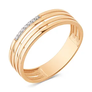 Кольцо из красного золота с фианитами