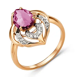 Кольцо из красного золота с корундом