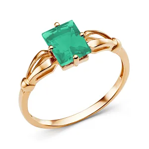 Кольцо из красного золота с зеленым агатом