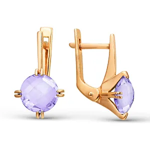 Серьги из красного золота с аметистами