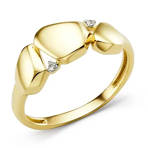 Кольцо из желтого золота с фианитами