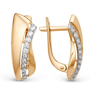 Серьги из красного золота с фианитами