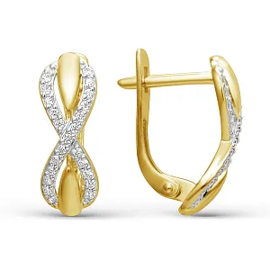 Серьги из желтого золота с фианитами