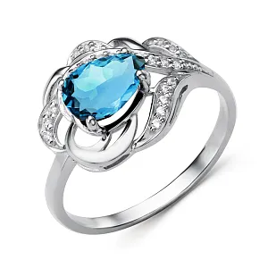 Кольцо из белого золота с лондон топазом