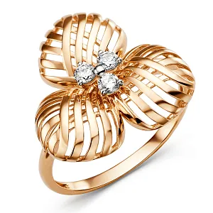 Кольцо из красного золота с фианитами