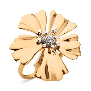 Кольцо из красного золота с фианитами