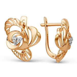 Серьги из красного золота с фианитами