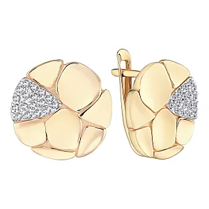 Серьги из красного золота с фианитами