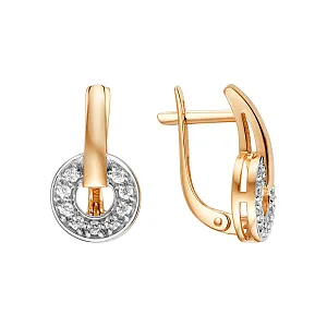 Серьги из красного золота с фианитами