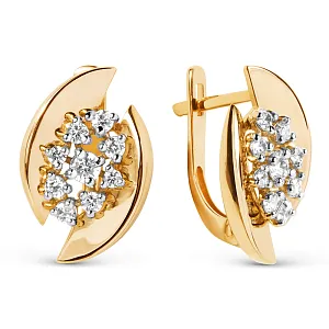 Серьги из красного золота с фианитами