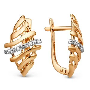 Серьги из красного золота с фианитами