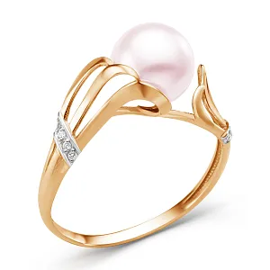 Кольцо из красного золота с фианитами