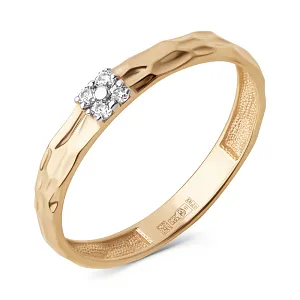 Кольцо из красного золота с фианитами