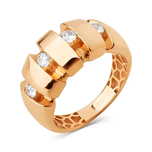 Кольцо из красного золота с фианитами