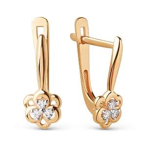 Серьги из красного золота с фианитами