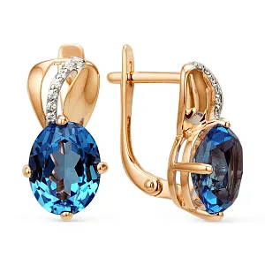 Серьги из красного золота с лондон топазами