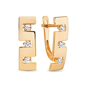 Серьги из красного золота с фианитами