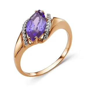 Кольцо из красного золота с аметистом