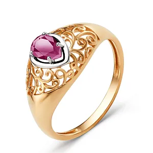 Кольцо из красного золота с корундом