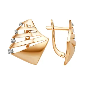 Серьги из красного золота с фианитами