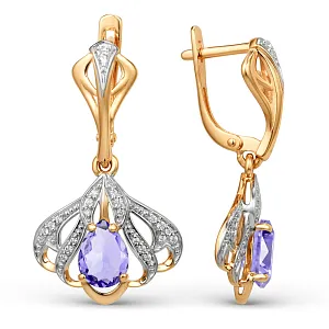 Серьги из красного золота с аметистами