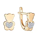 Серьги детские из красного золота с бриллиантами