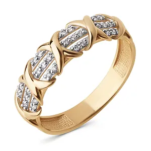 Кольцо из красного золота с фианитами