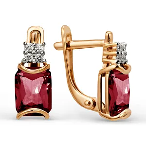 Серьги из красного золота с гранатами